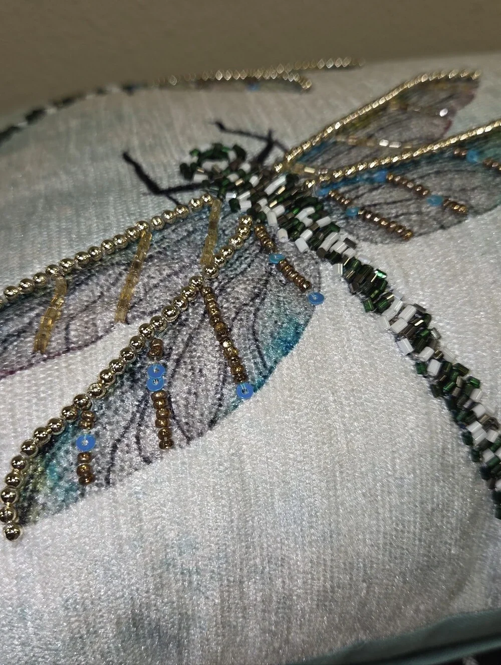 Farmhouse by Rachel Ashwell beaded dragonfly Lumbar Accent Pillow